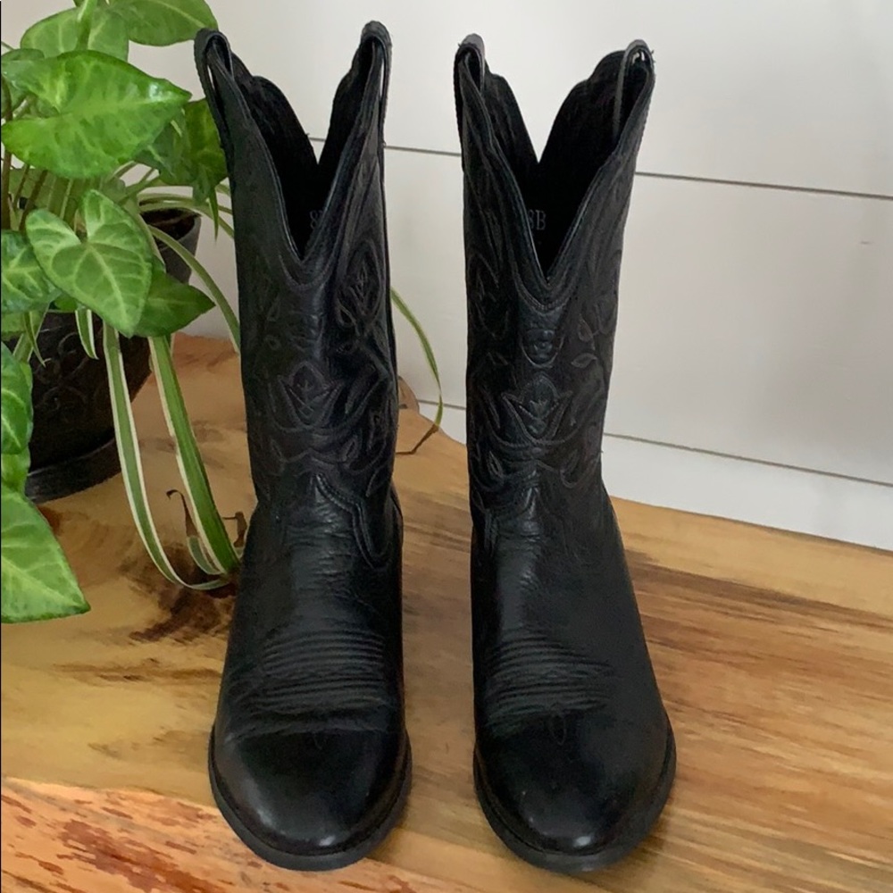 Ariat Heritage R Toe Black Cowboy Western Boots 8 - Picture 4 of 8